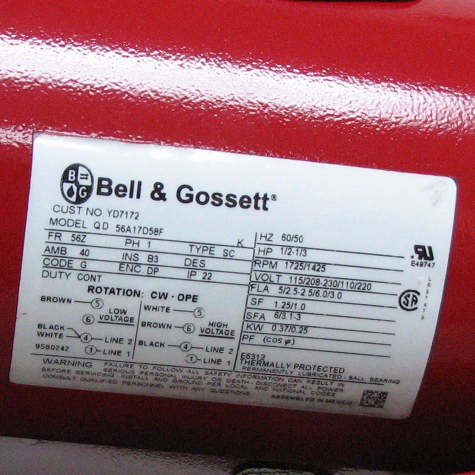 Bell & Gossett Pump Motor 169228